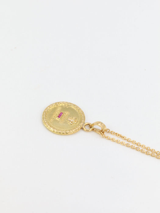 Pendentif Augis - Médaille Amour diamant et rubis 58 Facettes