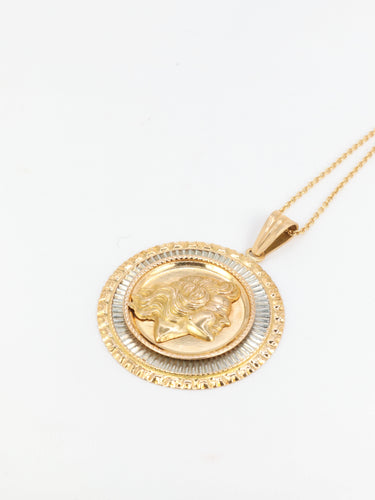 Pendentif Médaille vintage en or jaune et blanc 58 Facettes 672