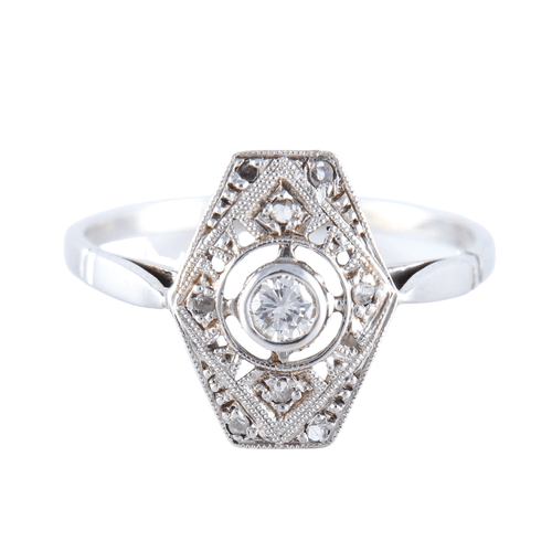 Bague 53 Bague Art Déco platine or blanc diamants 58 Facettes 2334