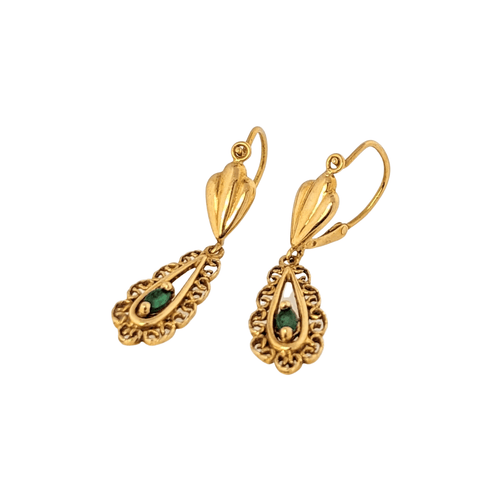 Boucles d'oreilles Boucles d'oreilles en or jaune et émeraude 58 Facettes 24963