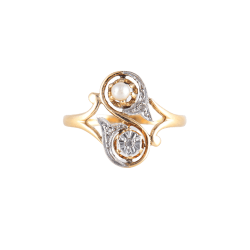 Bague 48 Bague Toi & Moi Perle diamant 58 Facettes JE216