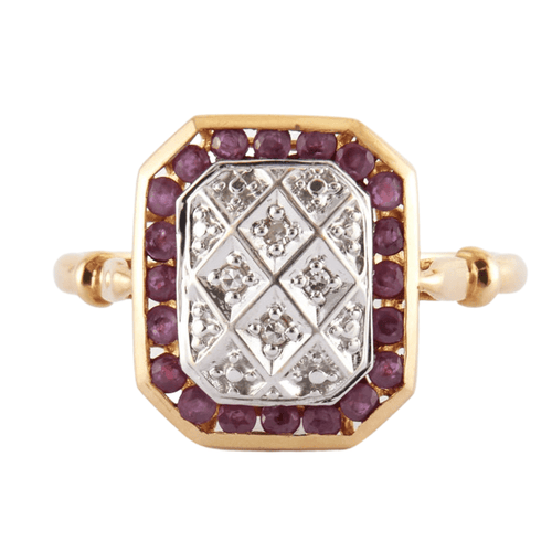 Bague 58 Bague Damier Rubis Diamants 58 Facettes JE511