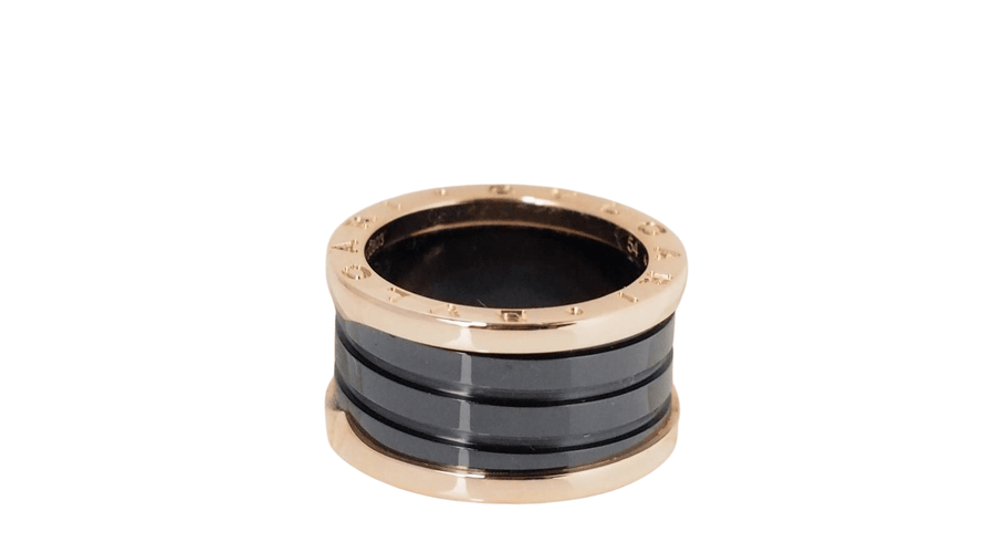 Bague 54 Bague Bulgari en or rose et céramique noir 58 Facettes 31946