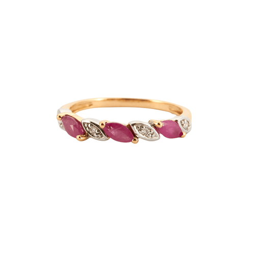 Bague 53 Bague Or jaune Rubis Diamants 58 Facettes