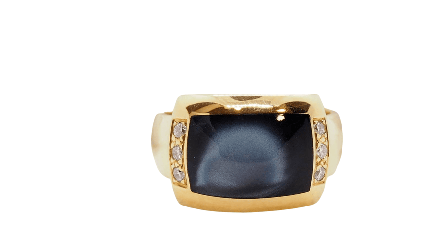 Bague 55 Bague Clozeau or jaune diamants résine 58 Facettes