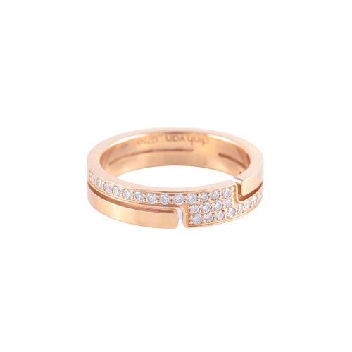 Bague Bague Dinh Van Seventies petit modèle en Or rose et Diamants 58 Facettes
