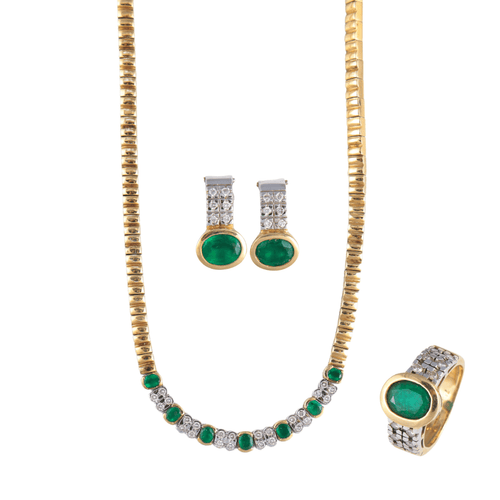 Collier Parure Emeraudes Diamants 58 Facettes JE164