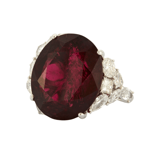 Bague 53.5 Bague Cocktail Rubellite 69cts Diamants 58 Facettes