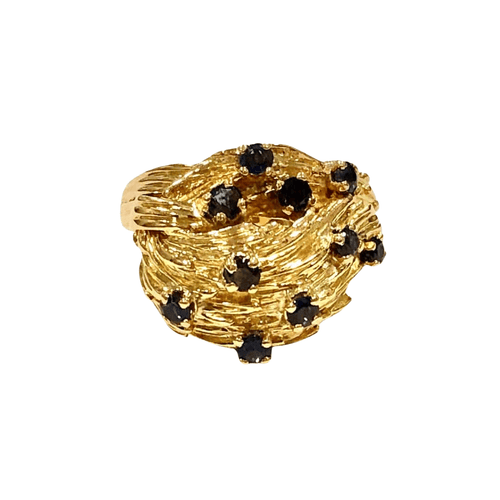 Bague 56 Bague massive or jaune et saphirs 58 Facettes