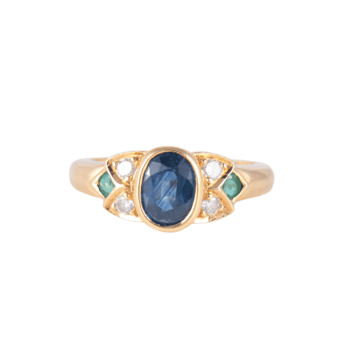 Bague Bague Jonc Saphir Emeraudes Diamants 58 Facettes 1