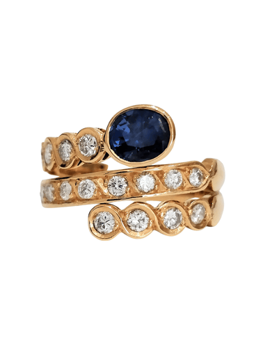 Bague 57 Bague "enroulement" or jaune saphir et diamants 58 Facettes 1-144/2