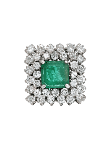 Bague 56 Bague or blanc émeraude diamants 58 Facettes 1-918/1