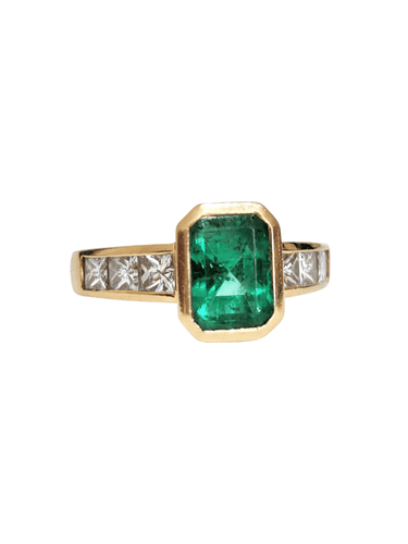 Bague 51 Bague or jaune émeraude diamants 58 Facettes 1CA279/1