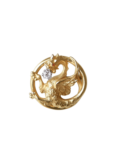 Broche Or jaune / Diamant / XIXe Siècle Broche Chimère or et diamant 58 Facettes