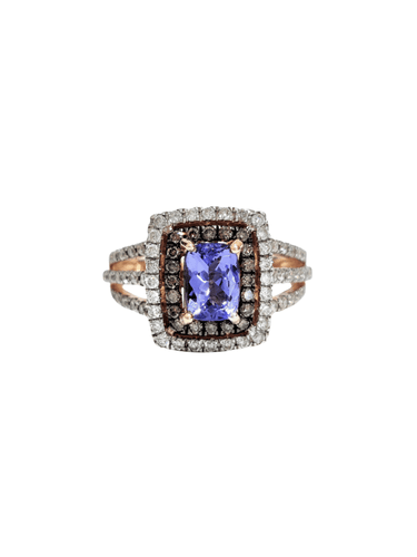 Bague 55.5 Bague or rose Tanzanite et diamants 58 Facettes 1-828/2