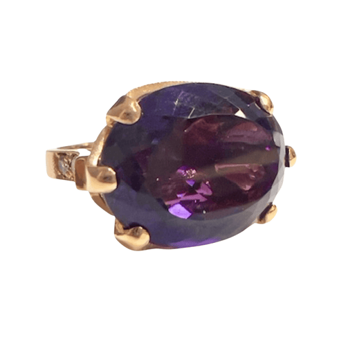Bague Bague au design contemporain du XXe siècle en or 18 carats avec diamants et améthyste 58 Facettes Q850