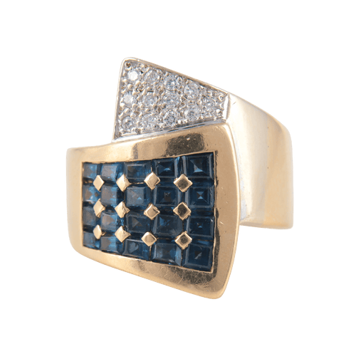 Bague Bague Chevalière Saphirs Diamants 58 Facettes 2062