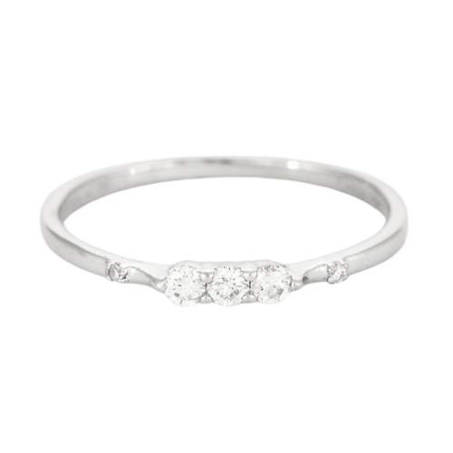 Bague MAUBOUSSIN- Trois grains d'amour. Or gris et diamants. 58 Facettes DV0566-2