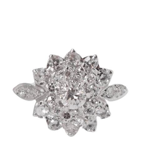 Bague 52.5 Bague double entourage en or blanc et diamants 58 Facettes 31928