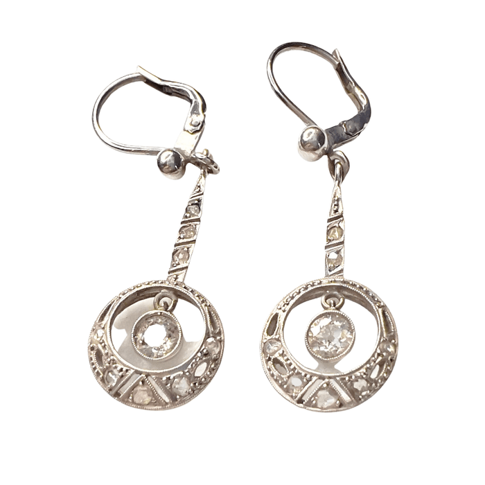 Boucles d'oreilles BOUCLES D'OREILLES ART NOUVEAU DIAMANTS 58 Facettes