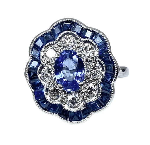 Bague 51 Bague marguerite Or Saphirs Diamants 58 Facettes AB214