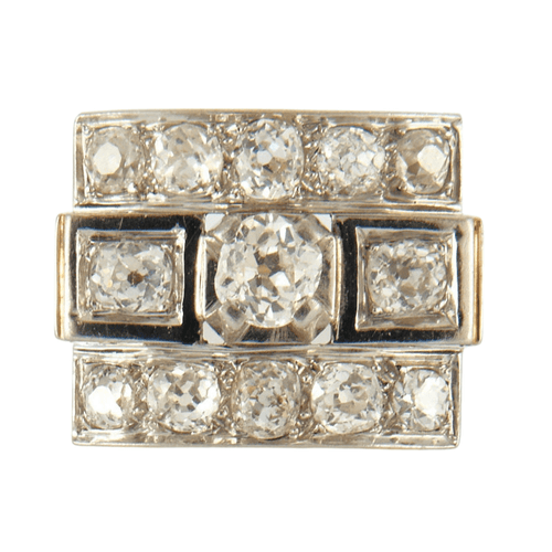 Bague 55 Bague tank or jaune & platine, diamants 58 Facettes