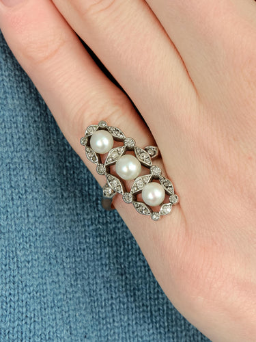 Bague Bague 3 perles 58 Facettes 1444