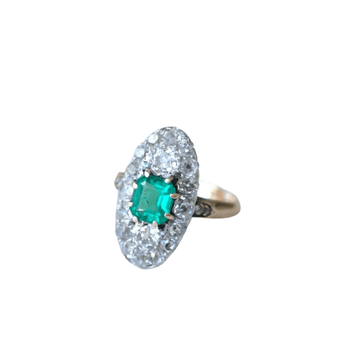 Bague Bague marquise émeraude Colombienne & diamants 58 Facettes