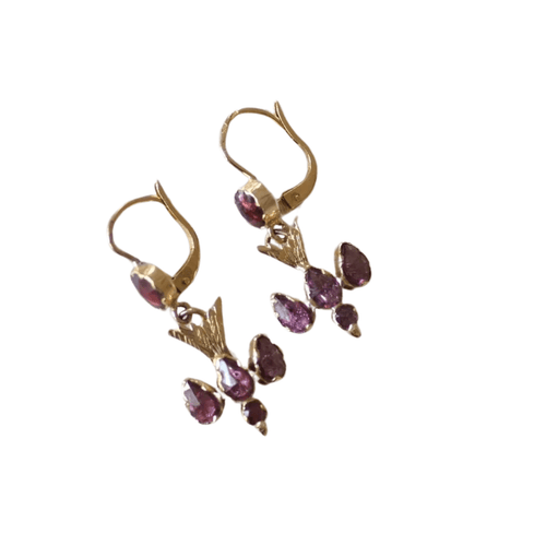 Boucles d'oreilles Boucles d'oreilles pendantes Colombes Or Grenats 58 Facettes