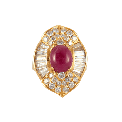 Bague 45 Bague Rubis cabochon Diamants 58 Facettes ALGU21