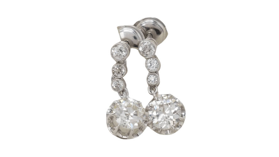 Boucles d'oreilles Dormeuses anciennes diamants 58 Facettes 32339