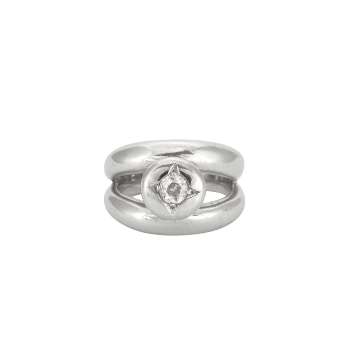 Bague 53 Solitaire or gris, diamants 58 Facettes HS20351