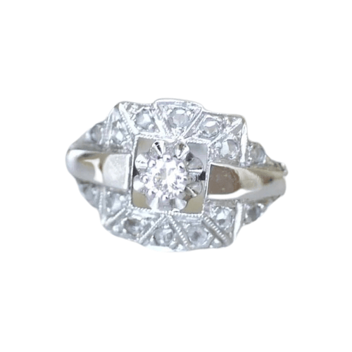 Bague Bague Art Deco en Or blanc & diamants 58 Facettes