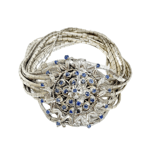 Bracelet Bracelet vintage en or blanc, saphirs 58 Facettes