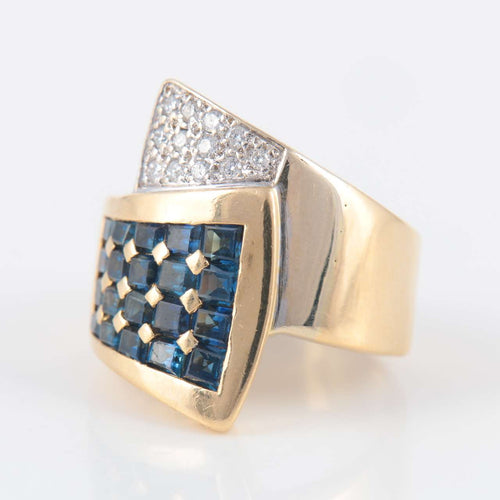 Bague Bague Chevalière Saphirs Diamants 58 Facettes 2062