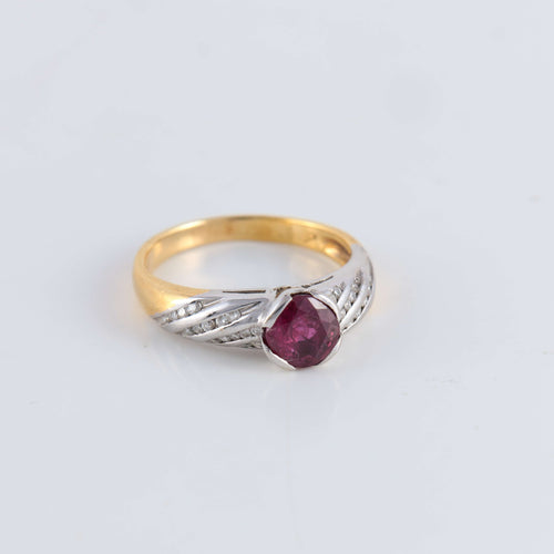 Bague 53 Bague bicolore Rubis et pavage Diamants 58 Facettes FM77