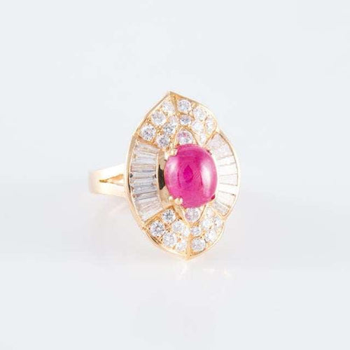 Bague 46 Bague Jupe Rubis cabochon Diamants 58 Facettes HS20852