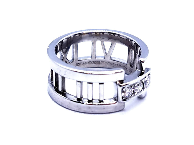 Bague 50 Tiffany & Co Bague Atlas Or blanc Diamant 58 Facettes 997153CN