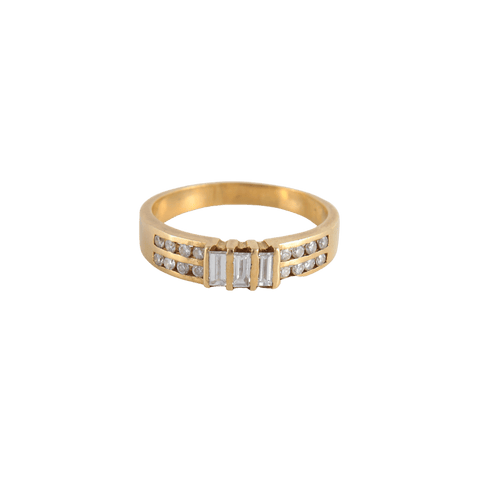 Bague 53 Bague or jaune Diamants ronds et baguettes 58 Facettes FM70