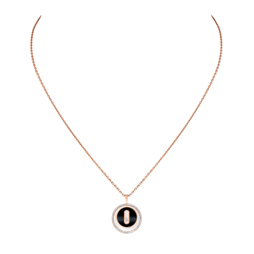 Collier Messika - Collier Lucky Move onyx/diamants Or rose 58 Facettes