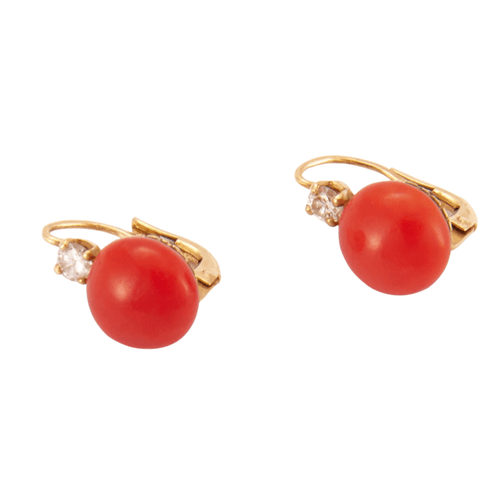 Boucles d'oreilles Dormeuses corail, diamants 58 Facettes