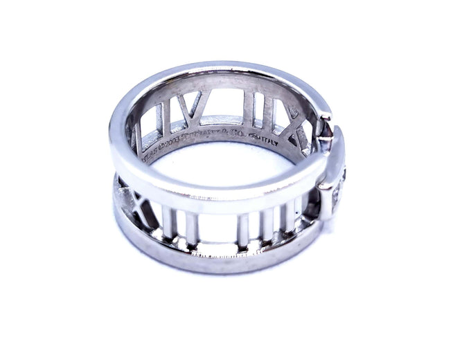 Bague 50 Tiffany & Co Bague Atlas Or blanc Diamant 58 Facettes 997153CN
