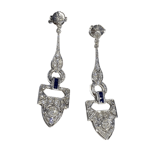 Boucles d'oreilles Boucles d'oreilles style Art Déco Platine Diamants 58 Facettes Q687A