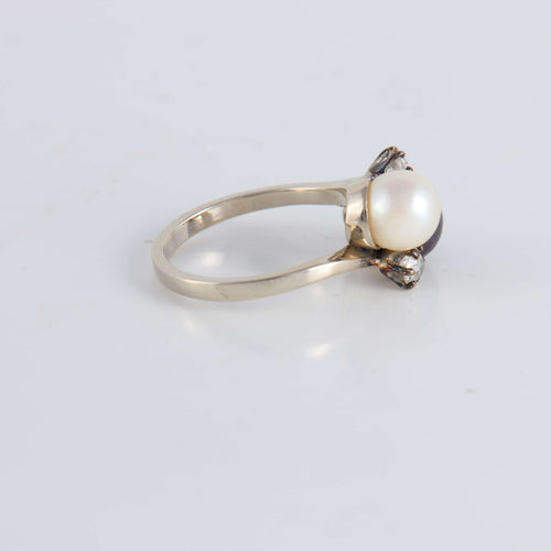 Bague 53 Bague Toi & Moi Perles Diamants 58 Facettes FM115