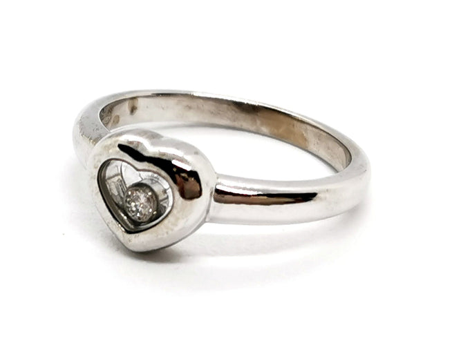 Bague 54 Chopard Bague Coeur Happy Diamonds Or blanc Diamant 58 Facettes 1160015CN
