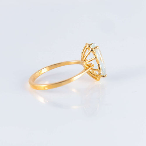 Bague 53 Bague Aigue-marine ovale 58 Facettes JE209