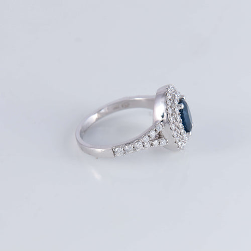 Bague 53 Bague style Marguerite Saphir Diamants 58 Facettes 1