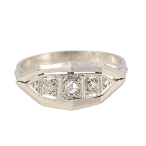 Bague 52 Bague jarretière Art Déco or blanc et diamant 58 Facettes