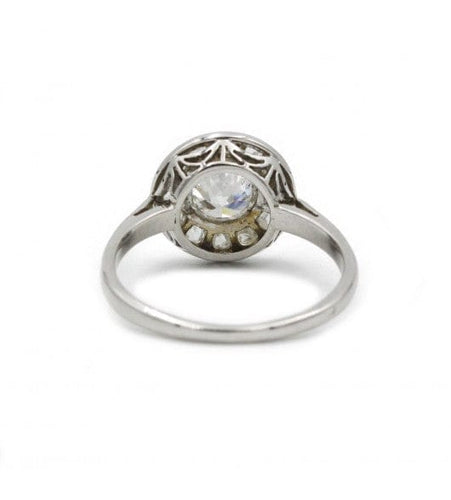 Bague 53 / Blanc/Gris / Or 750 Bague diamant entouré 58 Facettes 220114R