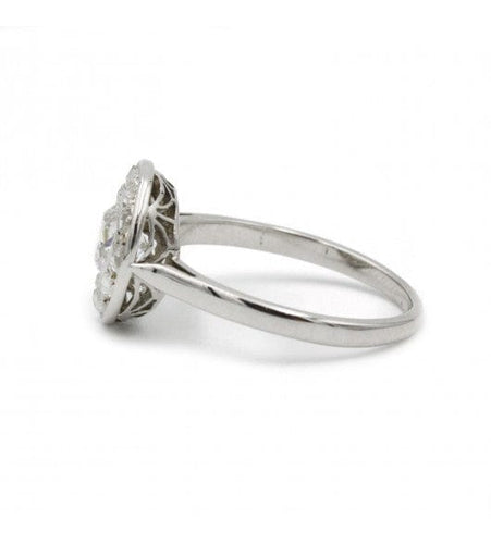 Bague 53 / Blanc/Gris / Or 750 Bague diamant entouré 58 Facettes 220114R